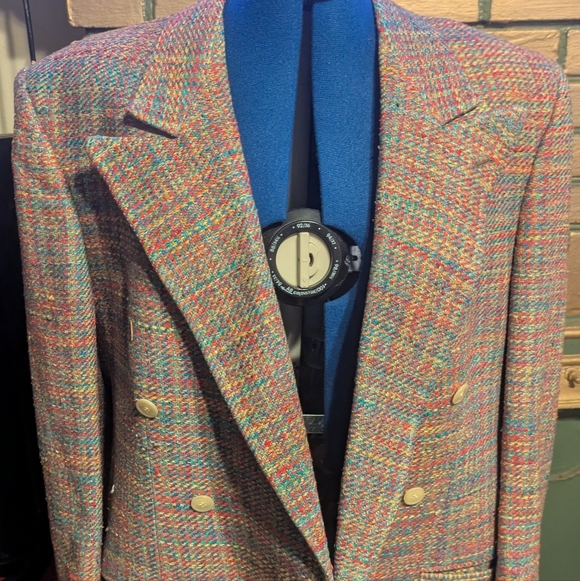PBM Other - Vintage PBM Women’s Double-Breasted Silk Tweed Blazer Jacket Size 16 USA